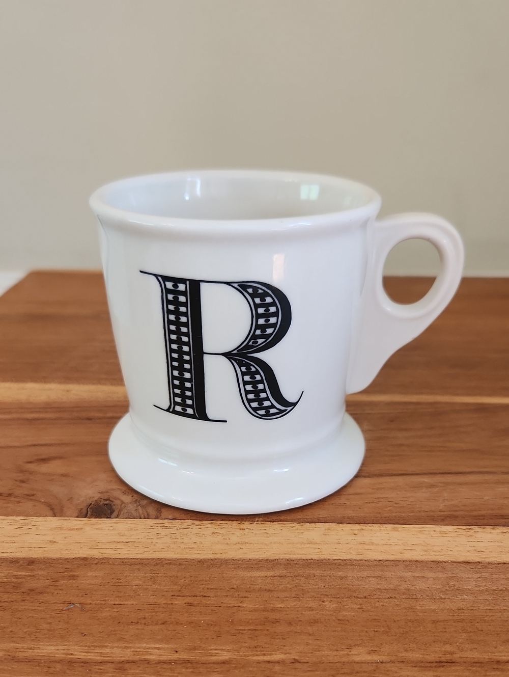 White Ceramic Monogram 'R' Coffee Mug